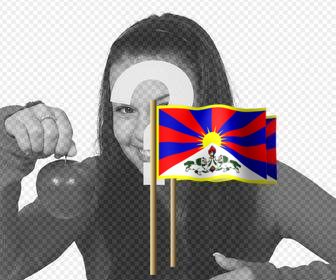 tibetische flagge auf der stange die sie in ihre fotos als aufkleber