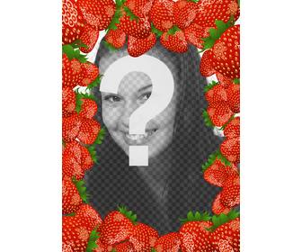 Fotorahmen von roten Erdbeeren umgeben