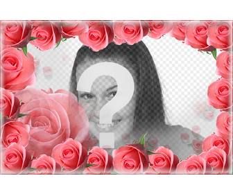 Fotorahmen umgeben von rosa Rosen und Ihr Foto
