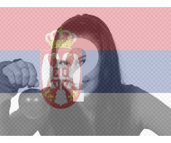 fotocollage die flagge serbien zusammen mit dem foto das sie hochladen kannst