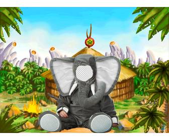 montage eines virtuellen elefantenkostum fur kinder