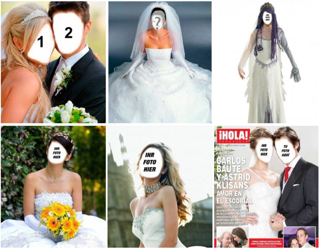 Fotomontagen der Hochzeitskleider Online