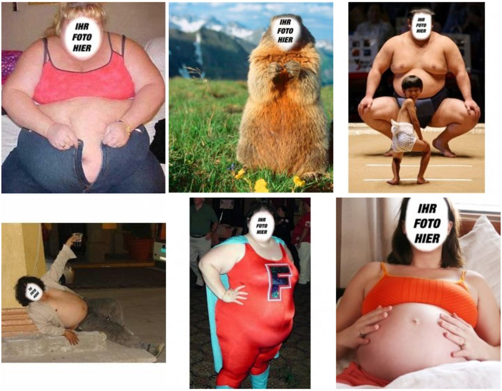 Fotomontagen mit Fett Menschen Fotos