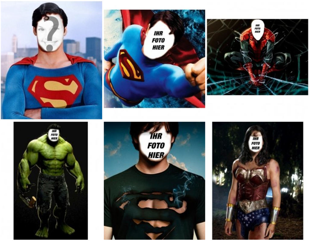 Fotomontagen von Superhelden