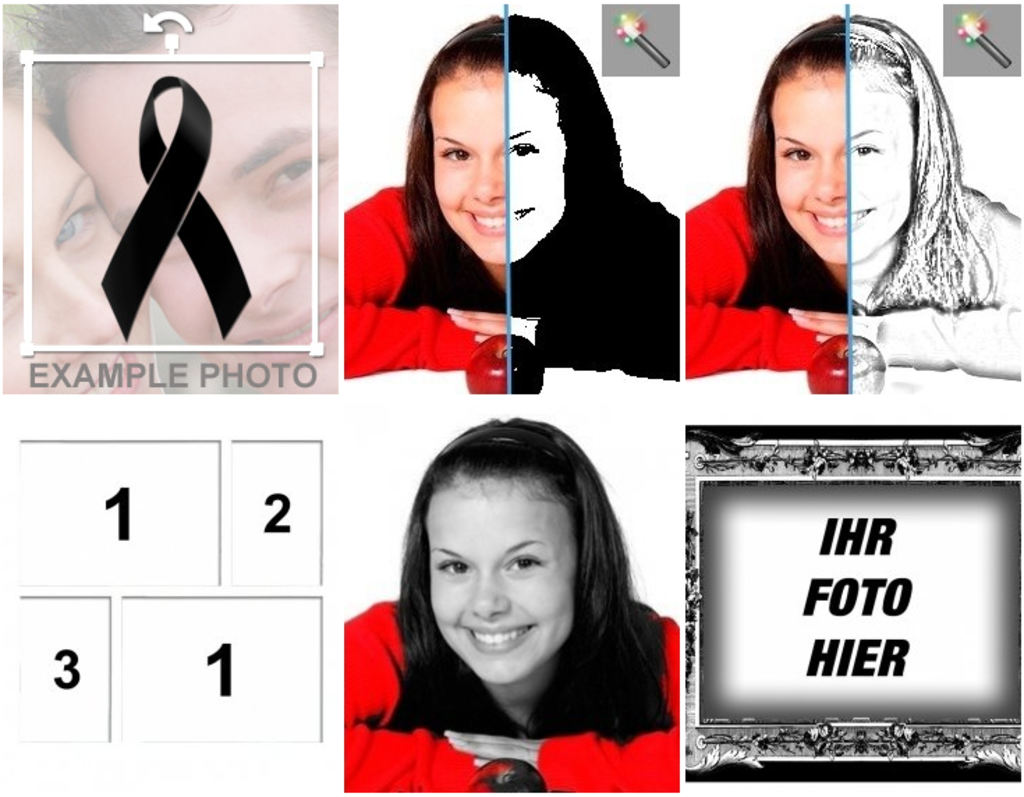 Schwarz-Weiß-Fotomontagen und Effekte für Ihre Fotos