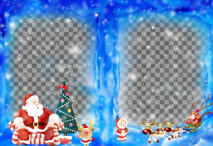 Legen Sie zwei Ihrer Fotos auf einem Rahmen mit Santa Claus ..