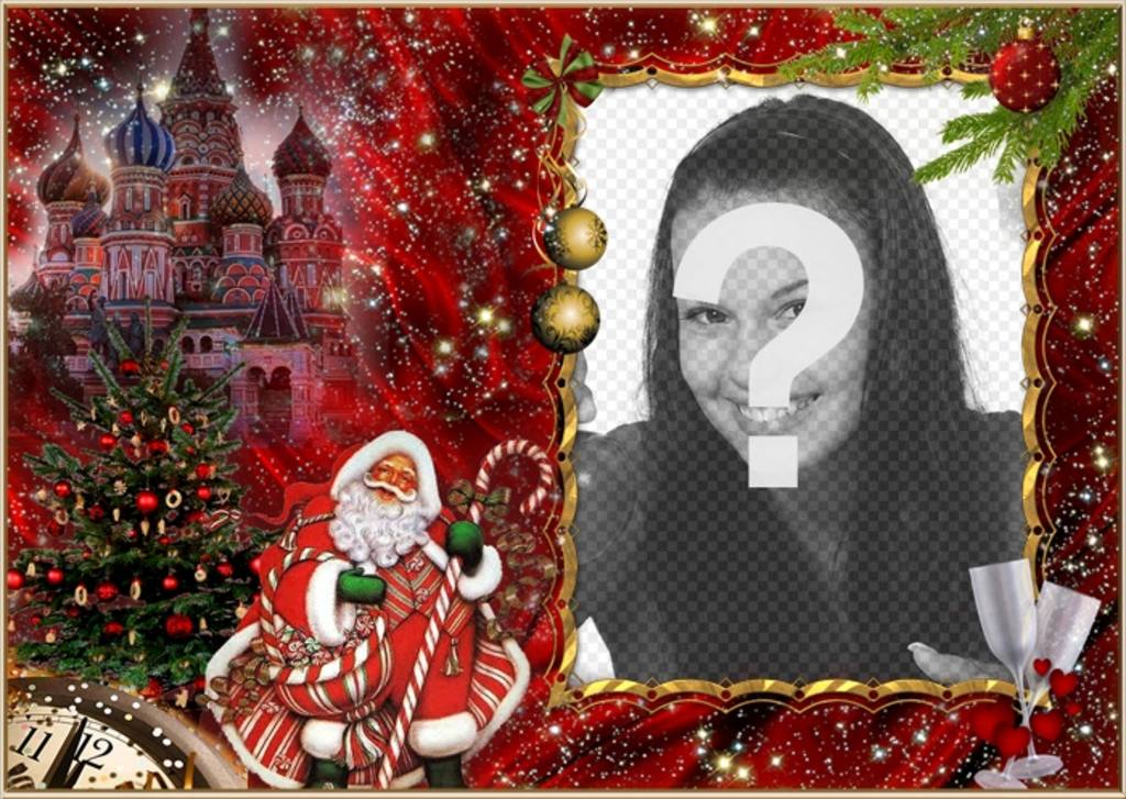 Eleganter Fotomontage von Weihnachten und Santa Claus Ihr Bild hinzufügen ..