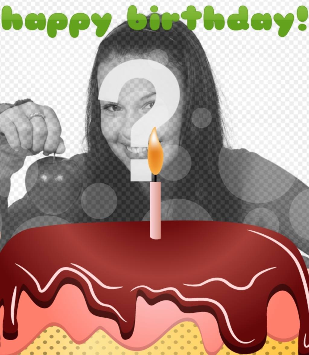 Postkarte Geburtstag mit einem Kuchen und alles Gute zum Geburtstag in grün ..