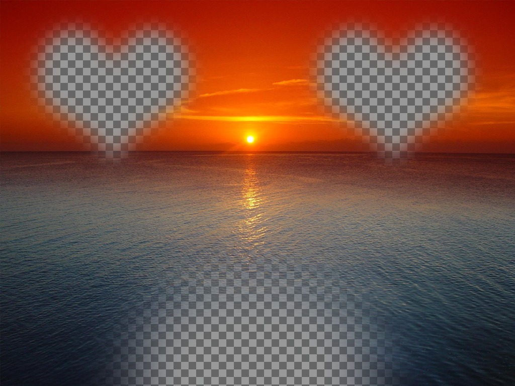 Online-Karte für einen Sonnenuntergang orange Himmel über einem blauen Meer ..