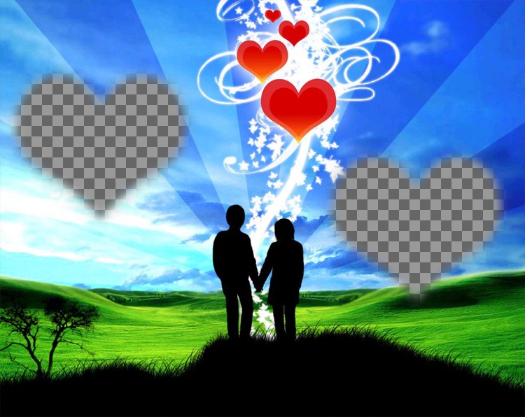 Marco Online mit zwei Herzen und Hintergrund eines Paares. ..