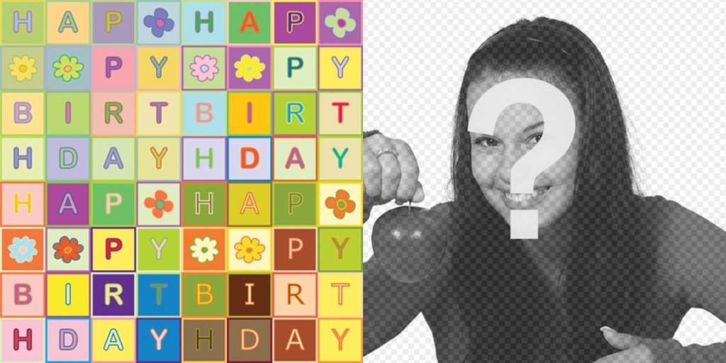 Geburtstagskarte mit dem Text Happy Birthday wie ein Puzzle. in..