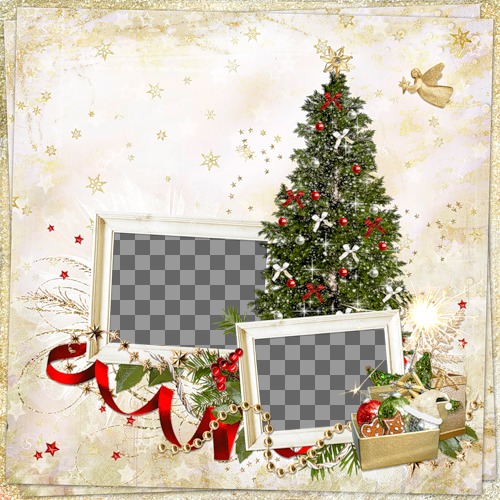 Fotomontage von Weihnachten für zwei Fotos und senden als..