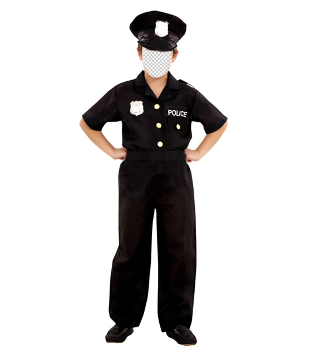 Erstellen Sie diese Fotomontage eines Kindes als Polizei gekleidet ..