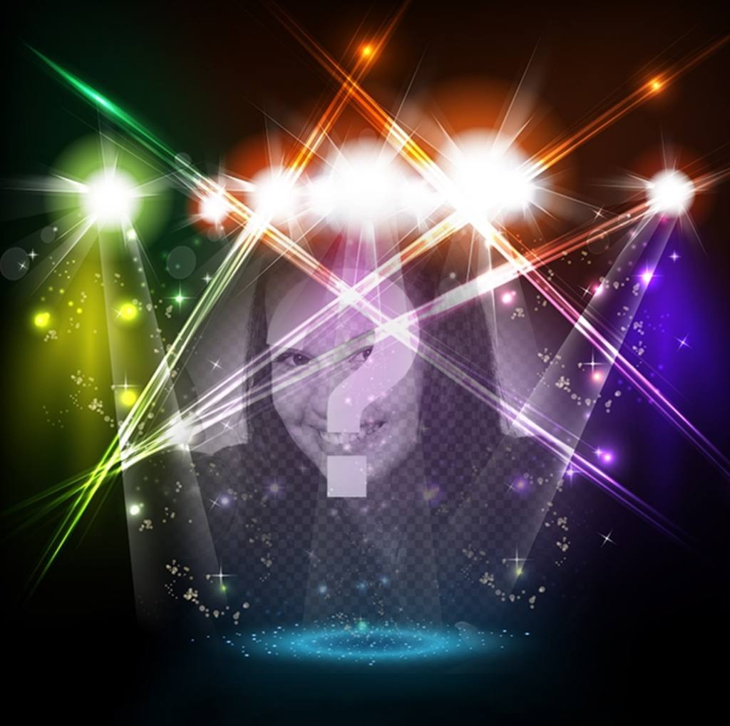 Fotomontage der musikalischen Bühne mit bunten Lichtern mit Ihrem Foto ..