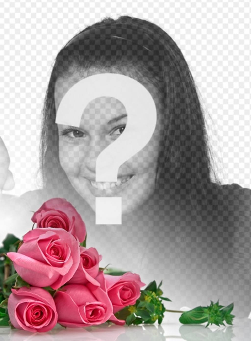 Fotomontage mit rosa Rosen mit weißen Hintergrund mit Farbverlauf zu Ihrem romantischen Fotos..