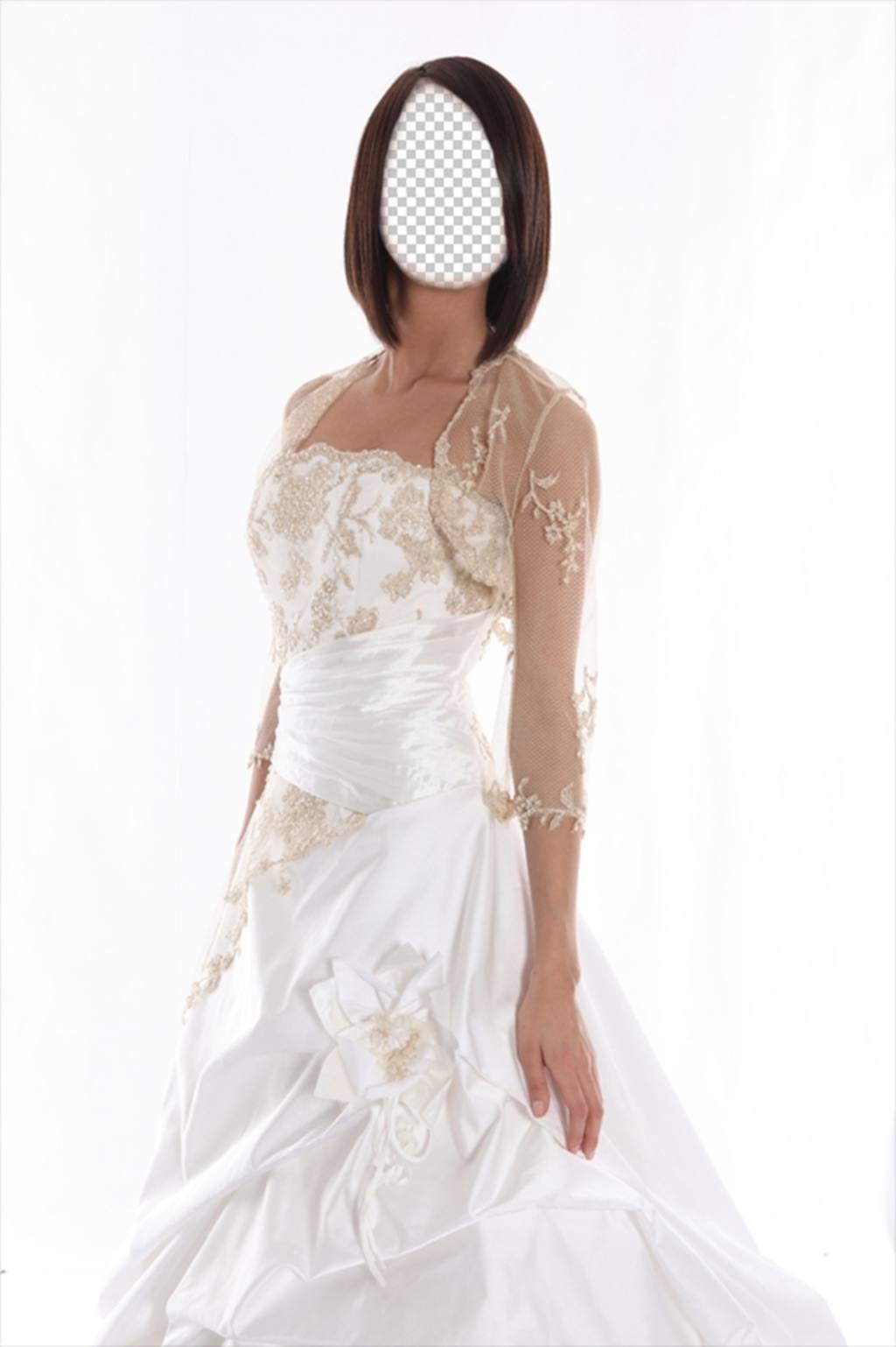 Fotomontage zu verkleiden sich als Braut mit braunen und kurzen Haaren ..
