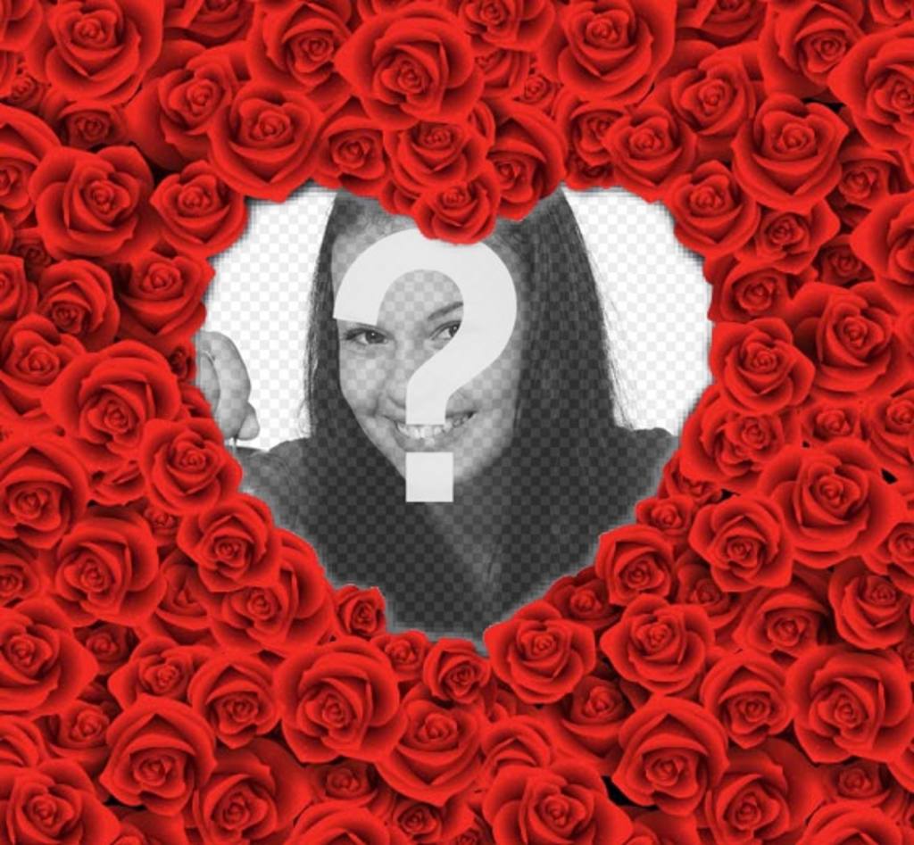 Fotorahmen mit Herz Form mit roten Rosen für einen romantischen Liebe Fotos..