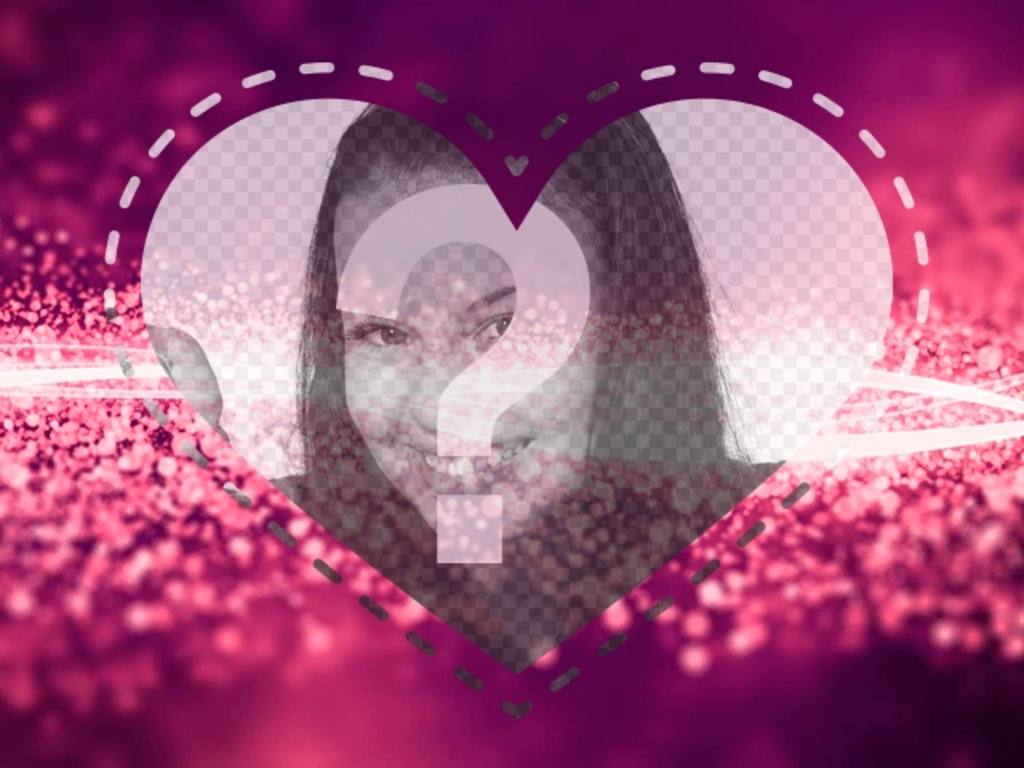 Romantische Bilderrahmen mit einem Herzen auf einem rosa Hintergrund mit hellen Diamant Wellen, um ein Foto..
