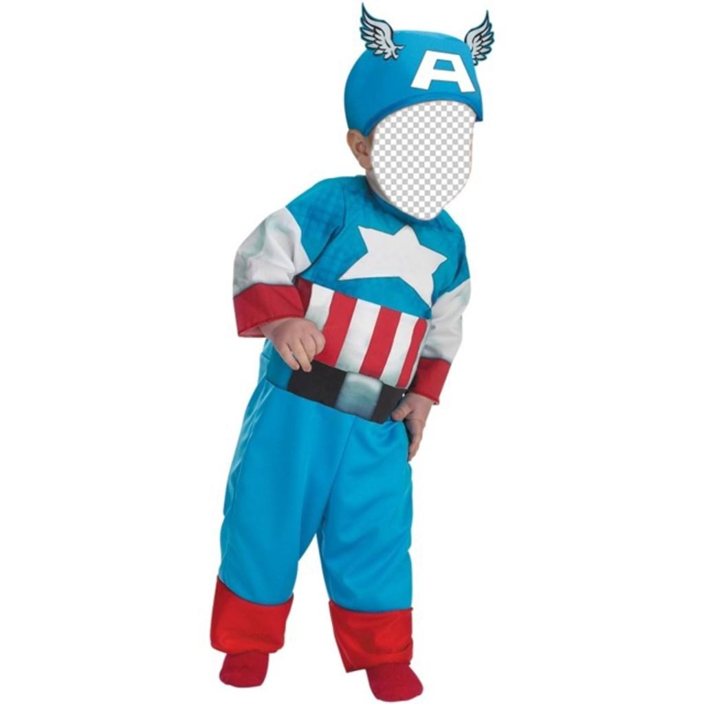 Kinder Fotomontage eines Kindes als Captain America gekleidet ..