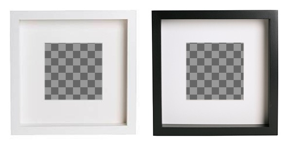Neues Online-Collage mit 2 Bilderrahmen schwarzen und weißen Quadraten, um Ihre Bilder setzen und Text..