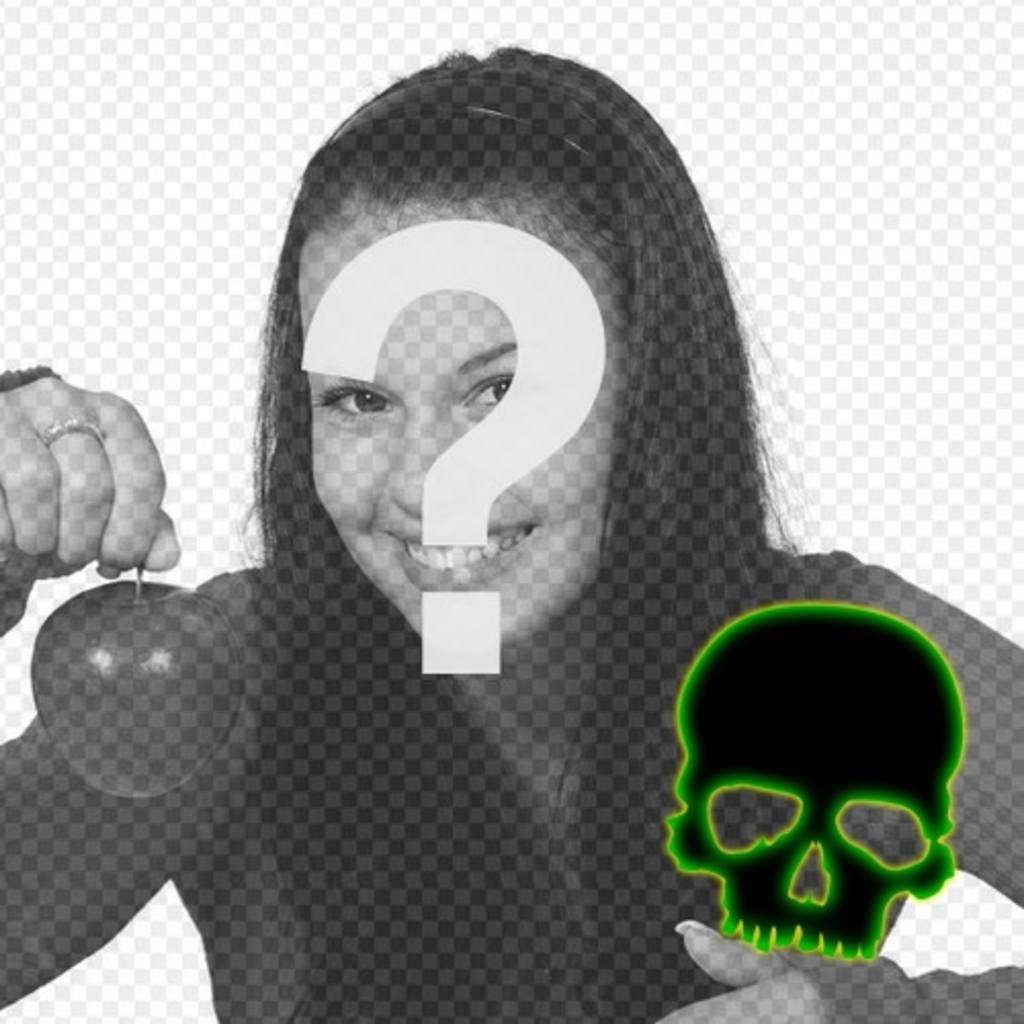 Erstellen Sie einen Avatar für Facebook und Twitter mit einem schwarzen Totenkopf mit grün fluoreszierenden Rand auf einem Foto, das Sie..