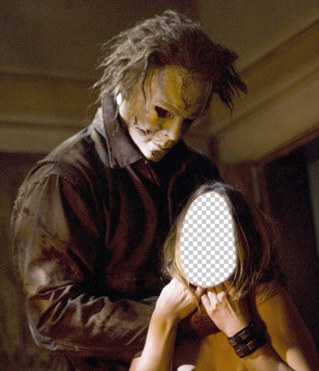Fotomontage von Michael Myers aus dem Film Halloween Gesicht ..