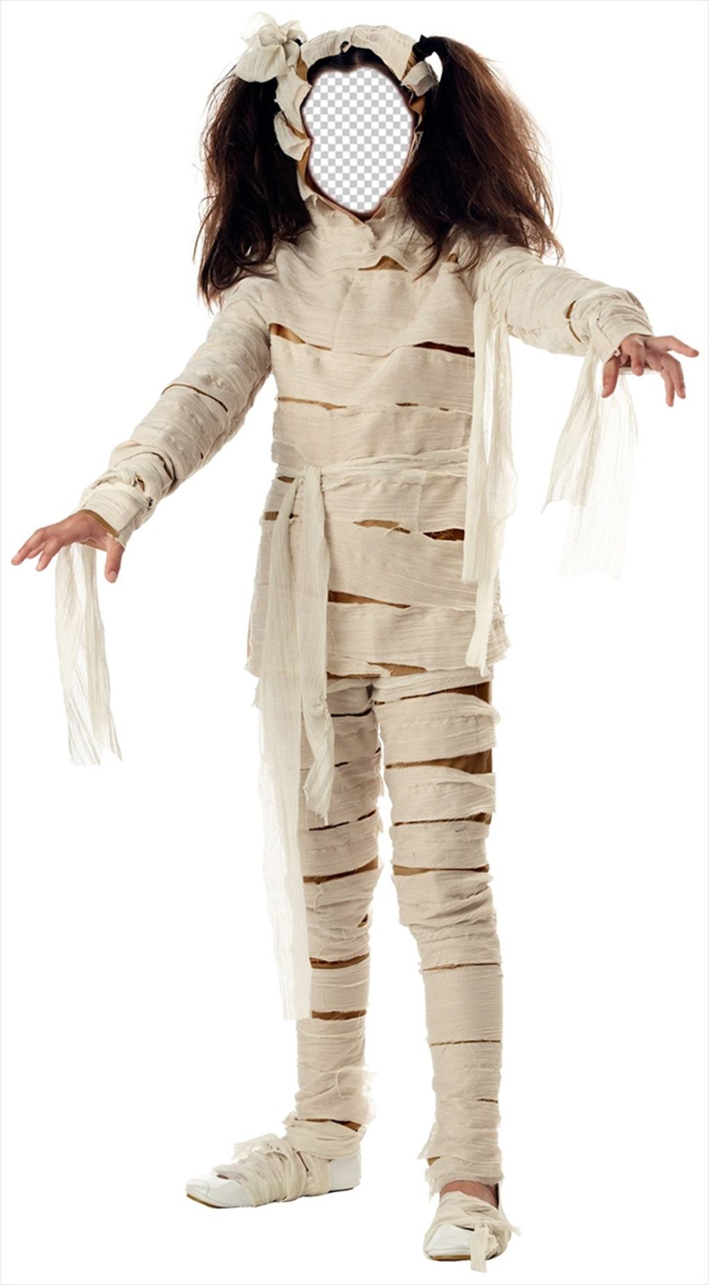 Fotomontage eines Mädchens als Mumie für Halloween verkleidet, dass Sie diese virtuelle Mumie Kostüm ..