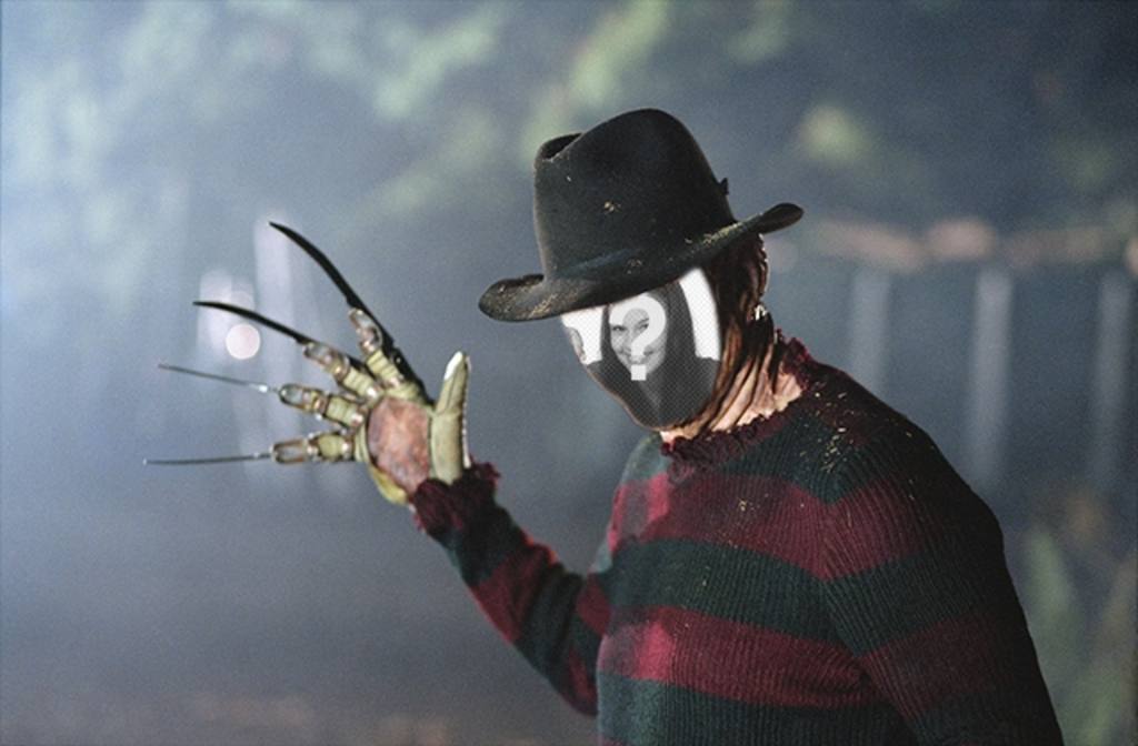 Fotomontage von Freddy Krueger für Halloween. Werde das berühmte Mörder Nightmare on Elm Street und sich in die Träume der deine..