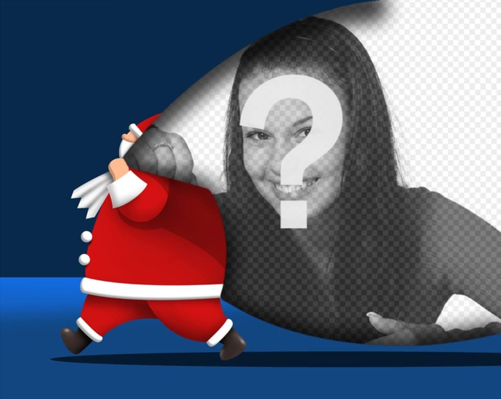 Weihnachtskarte, um Ihr Bild mit Santa Claus mit einem Sack, in dem Sie ein Bild hinzufügen. ..