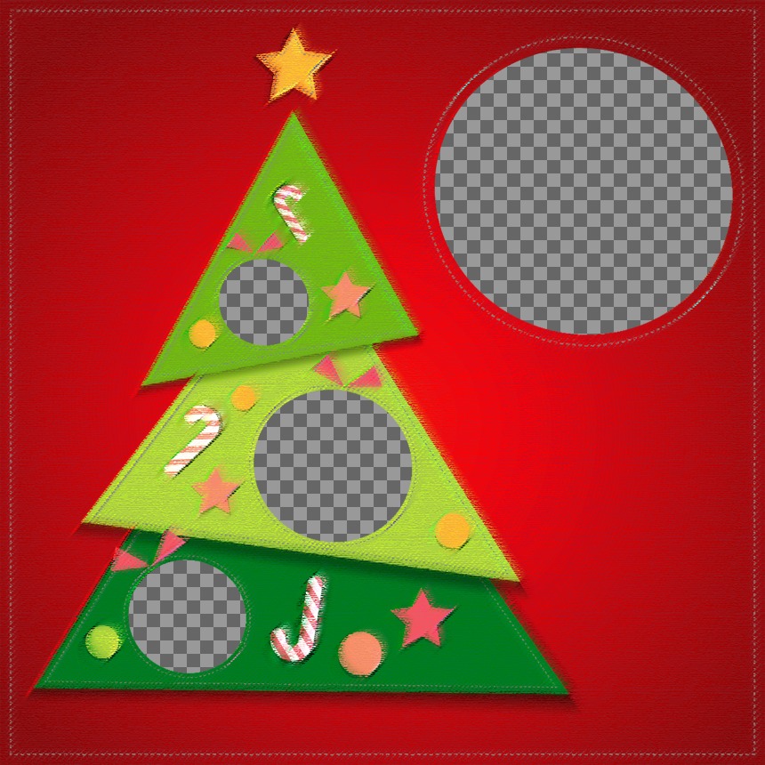 Montage Weihnachtsbaum zu 4 Bilder im Inneren des Baumes und ein großes Bild zu setzen. ..