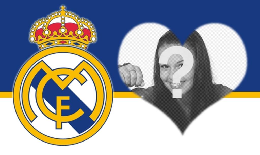 Montieren Sie Fotos auf Ihr Foto neben Real Madrid Schild förmige Herz..