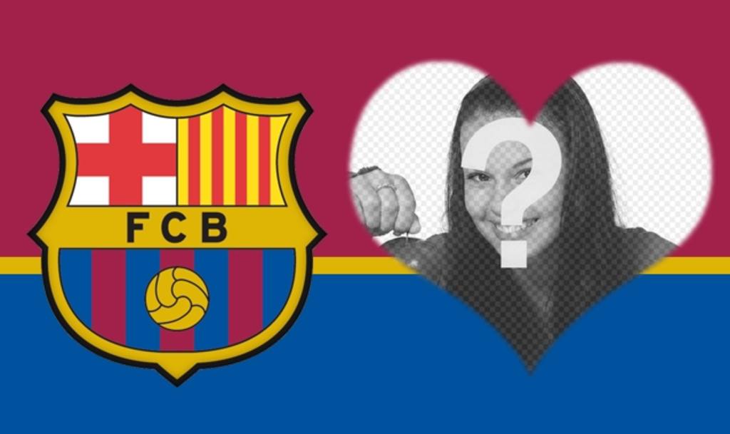 Fotomontage, um das Foto in Herzform auf dem Schild des FC Barcelona..