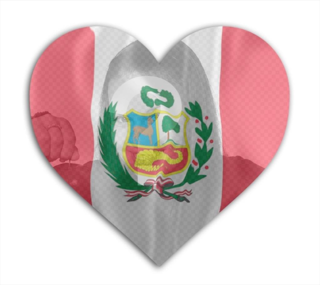 Fotomontage online, um ein Foto von sich mit der Flagge von Peru Hintergrund mit Herz-Form hinzufügen. ..