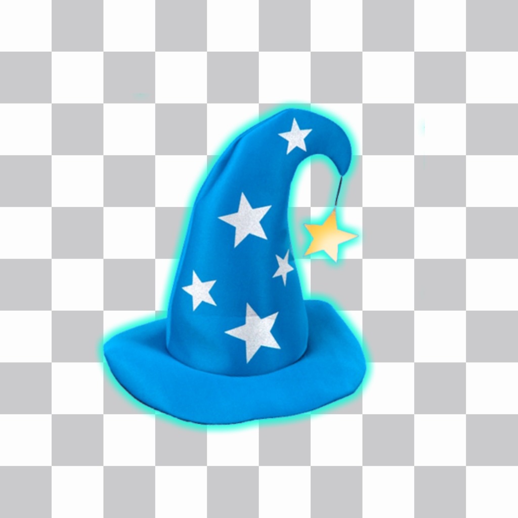Aufkleber mit einem blauen Zauberer Hut mit silbernen Sternen. ..