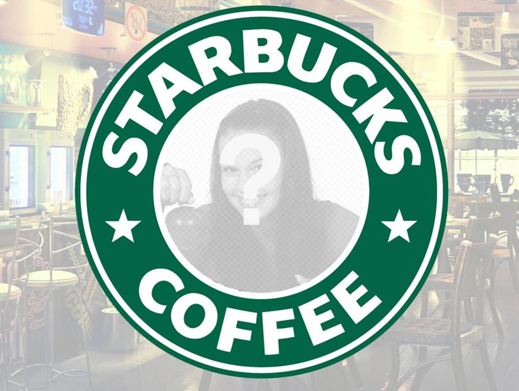 Einstellen der berühmte Logo der Starbucks Coffee, einem kreisförmigen Raum, um Ihre Fotos zu platzieren. ..