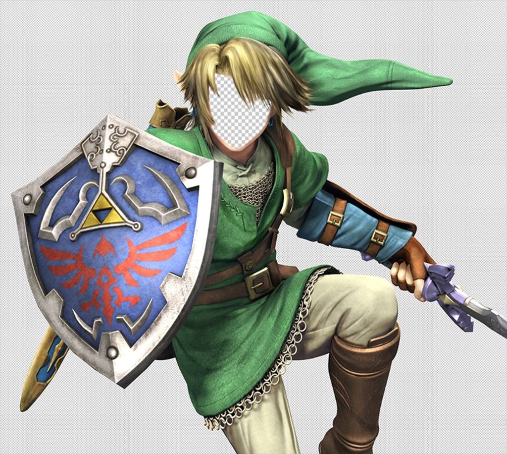 Editierbare Fotomontage sein Link aus dem Spiel Zelda zu den Helden von Nintendo-Videospiele mit diesem Online-Effekt Transform ..