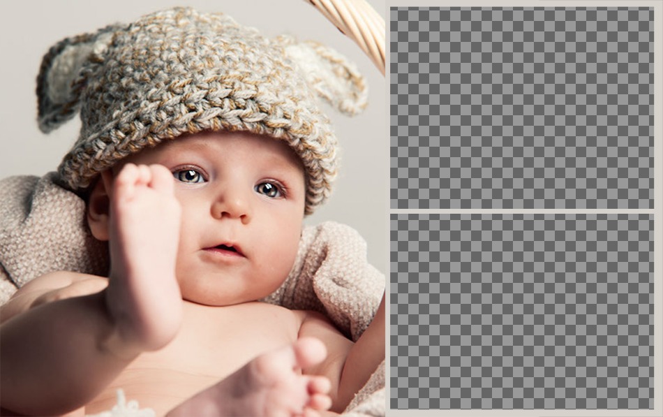 Rahmen für zwei Fotos mit einer schönen Baby, um eine Schwangerschaft zu verkünden. ..