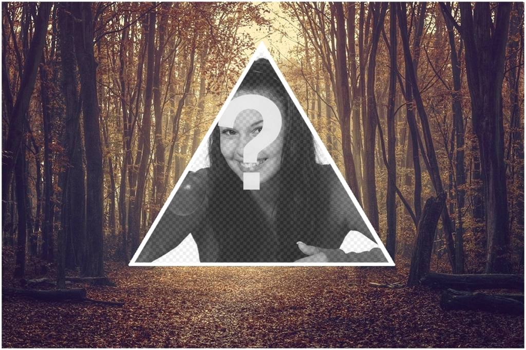 Hintergrund Collage aus dreieckigen Luft hipster auf einem Hintergrund von Bäumen. ..