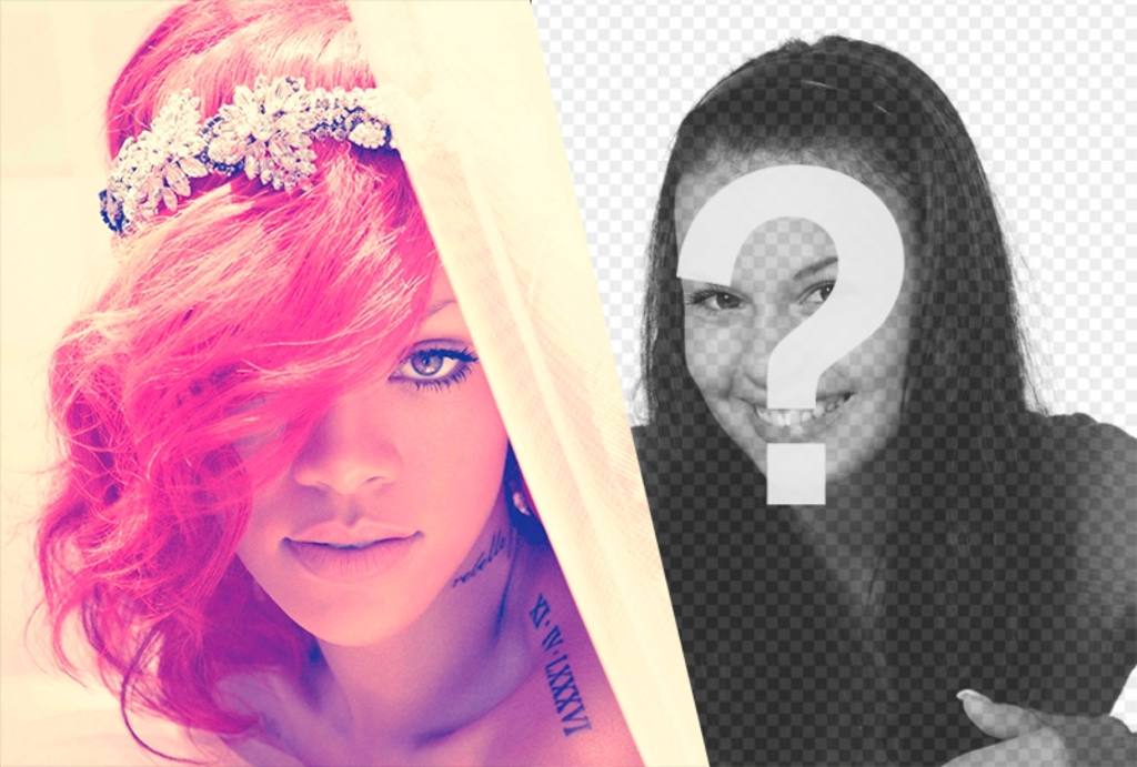 Fotomontage mit Rihanna mit Vintage-Kostüm. ..