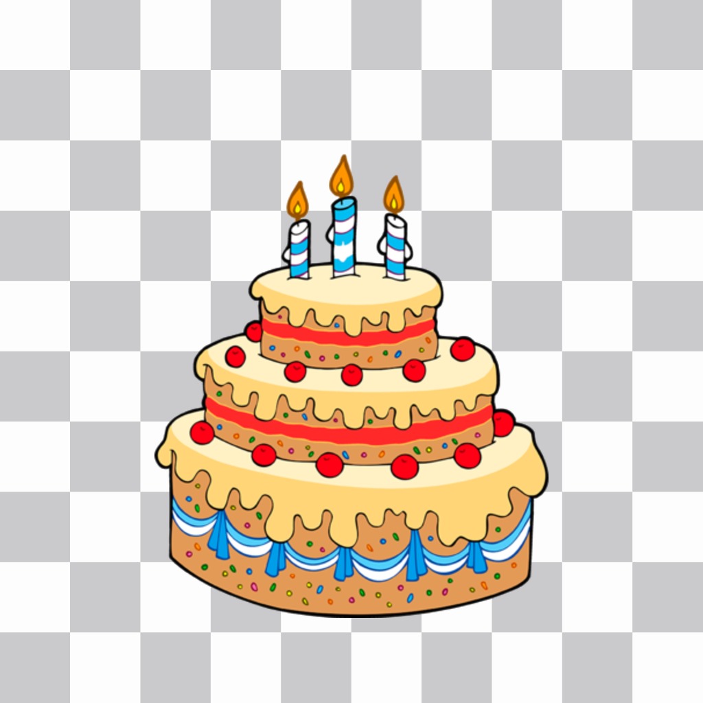 Aufkleber mit Vanille Geburtstagskuchen, Kirschen und Kerzen. Diesen Kuchen ..