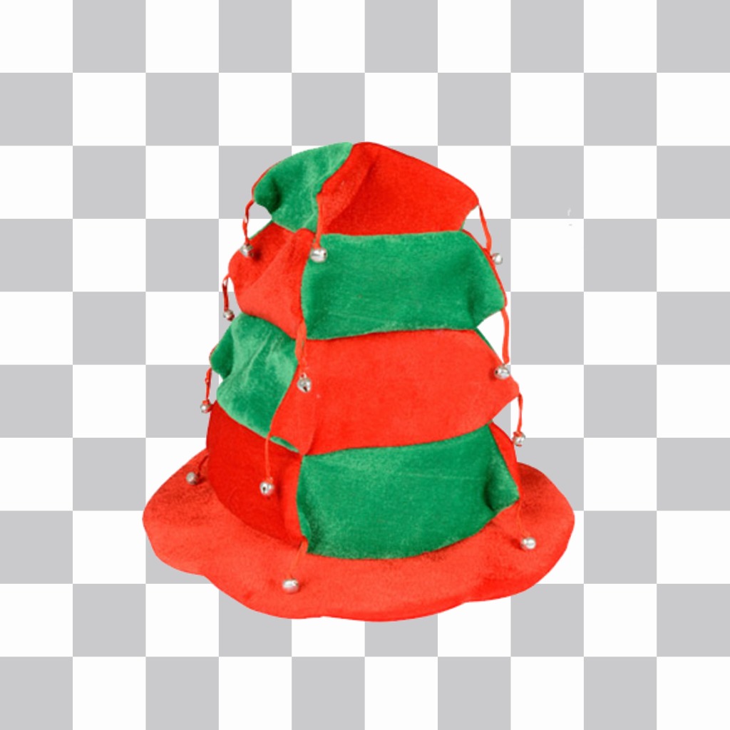 Aufkleber festlichen Hut mit Glocken und roten und grünen Boxen. ..