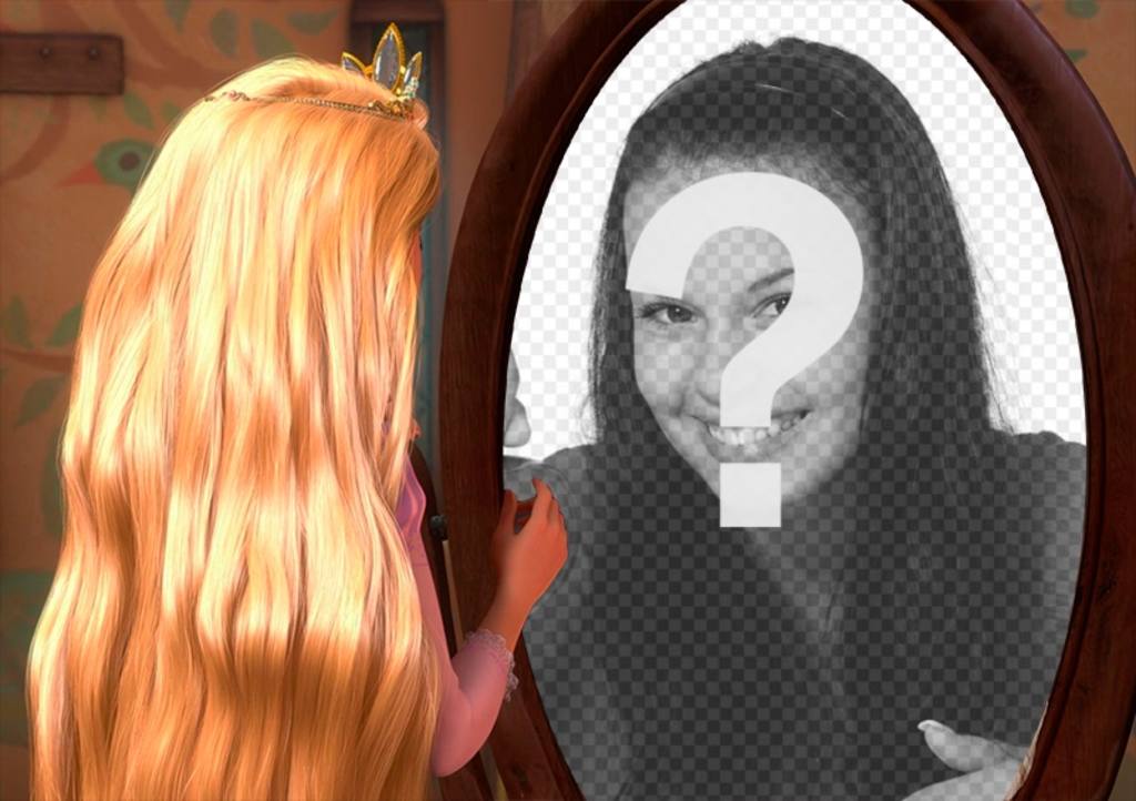 Fotomontage, um das Foto in der Reflexion von Rapunzel ..