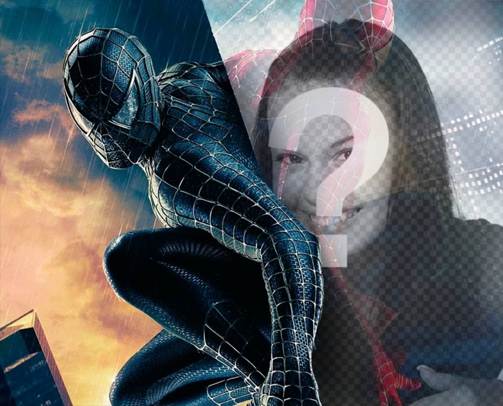 Fotomontage, um das Foto in der Reflexion von Spiderman ..