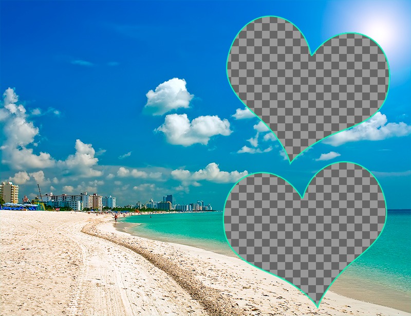 Postkarte für zwei Fotos mit einem Hintergrund von einem Strand in Florida ..