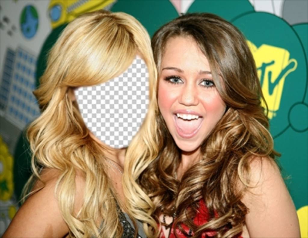 Fotomontage, wo Sie Ihr Gesicht auf Ashley Tisdale mit Miley Cyrus setzen kann ..