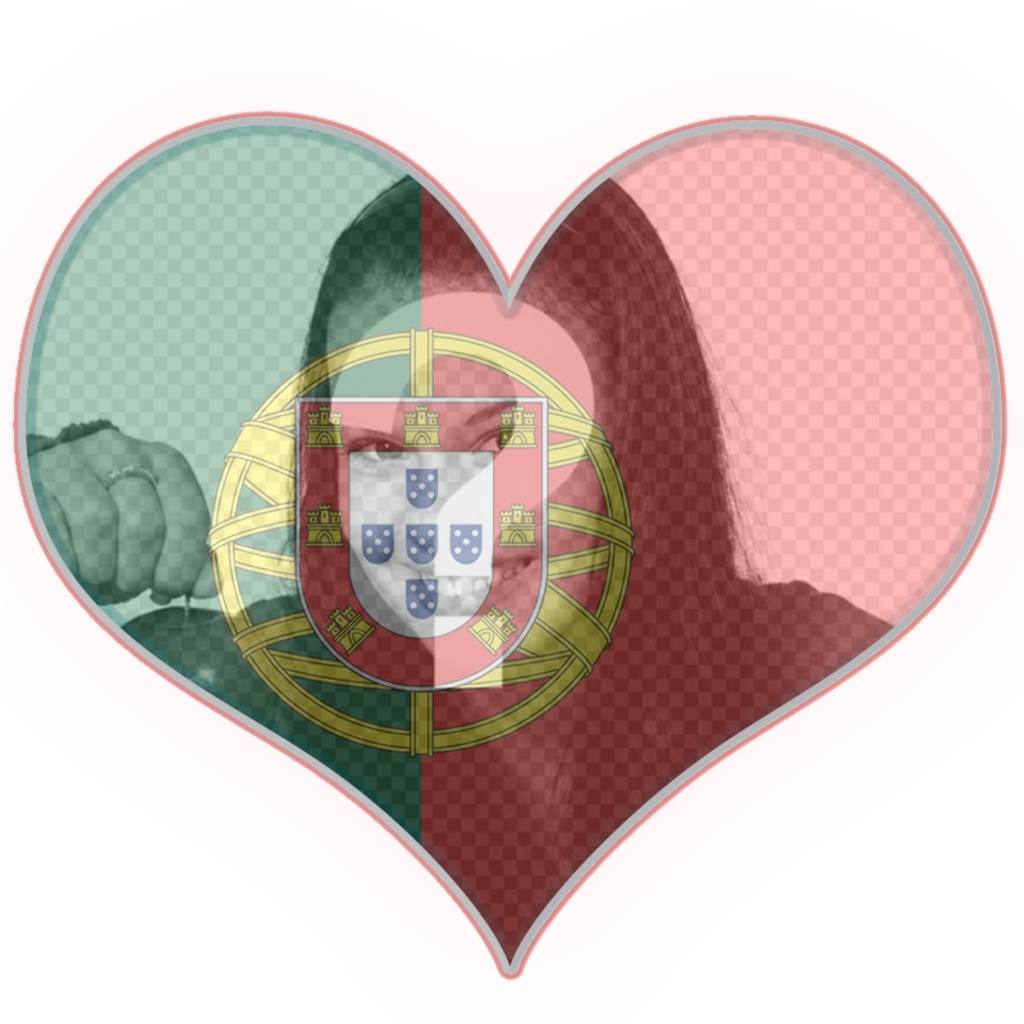 Herz-förmige Flagge von Portugal mit Ihrem Foto ..