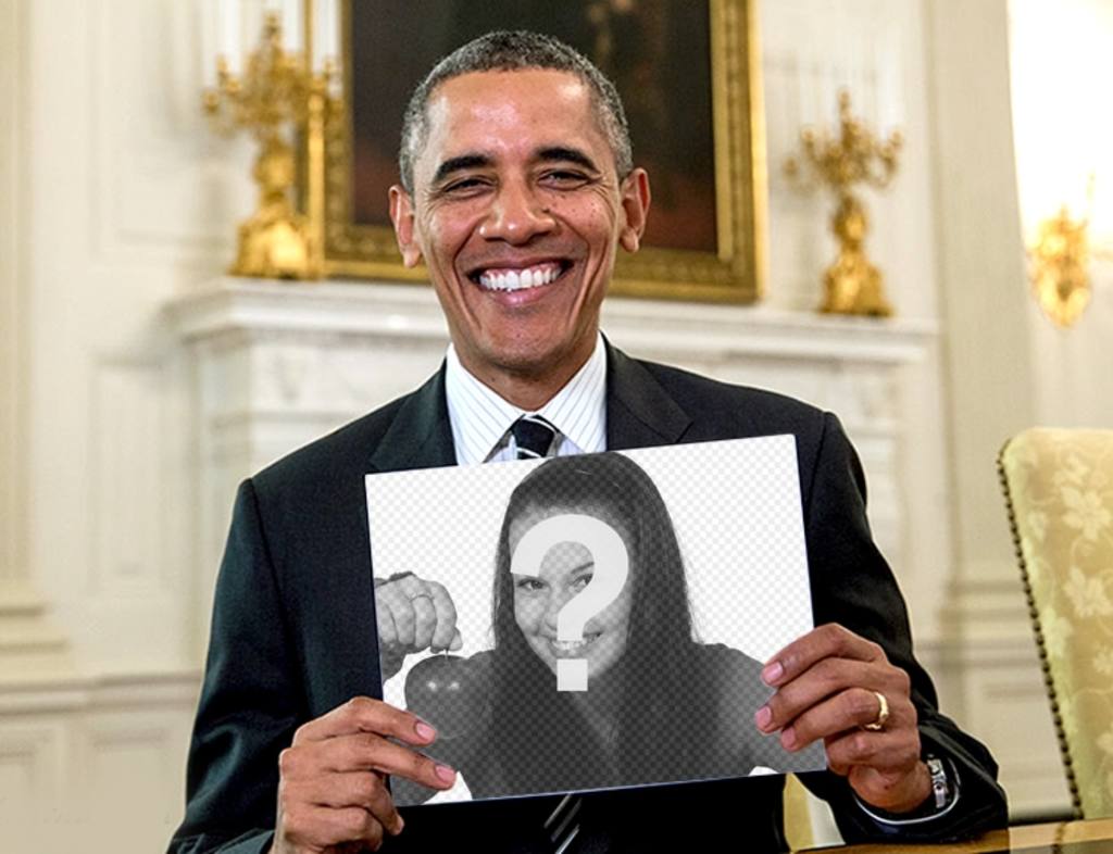Fotomontage, um das Foto auf dieser Zeichen von Obama hielt setzen ..