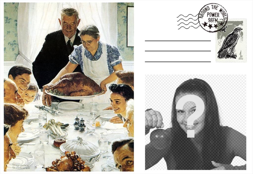 Rockwell Thanksgiving Day Postkarte ..