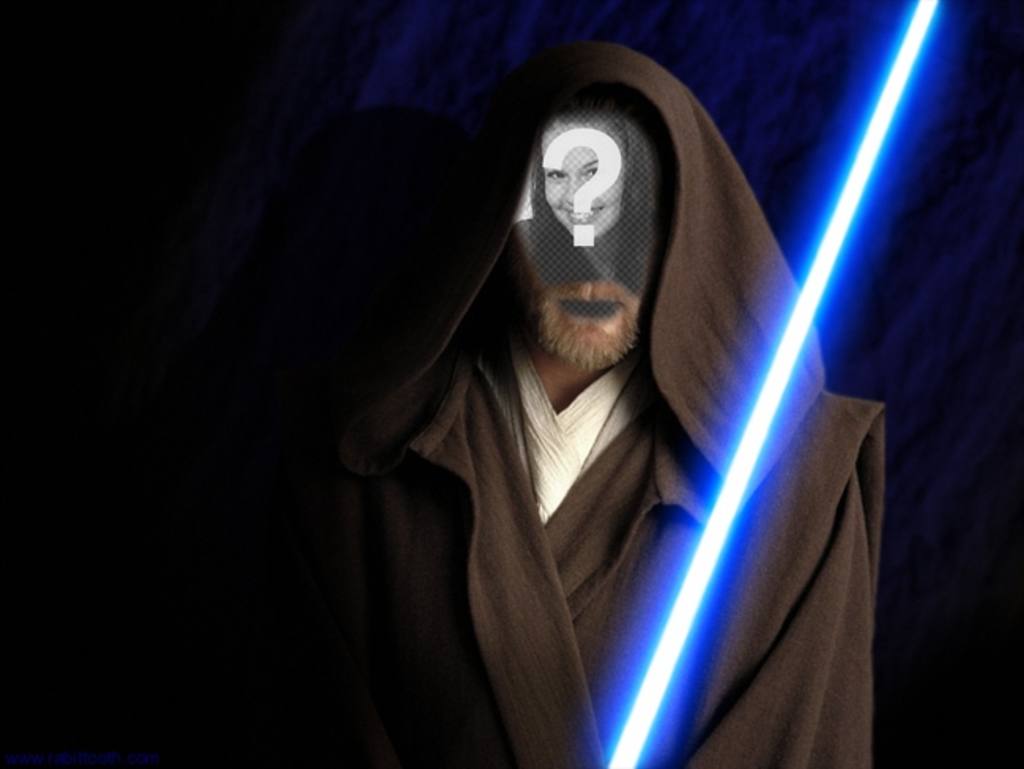 Fotomontage von Obi Wan Kenobi in den Film Star Wars. Erstellen Sie die Collage mit Ihren..