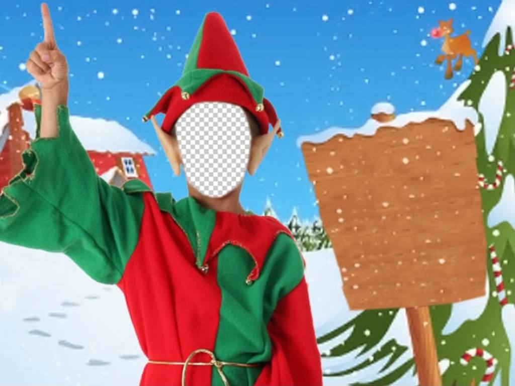 Fotomontage und Elf Plakat als Weihnachtskarte zu..